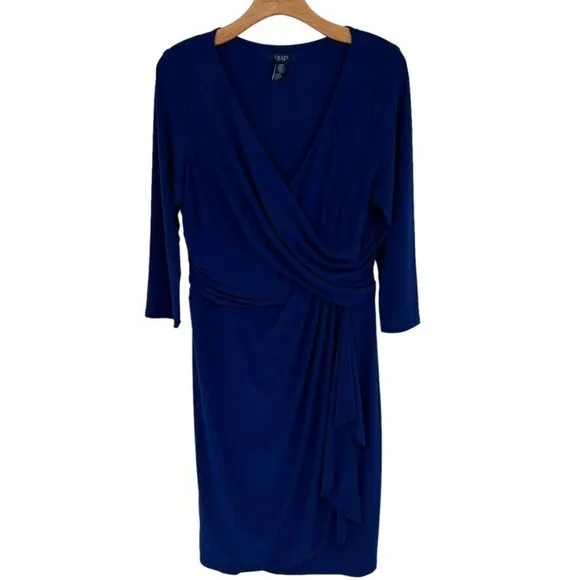 Chaps Ralph Lauren Dresses | Chaps Ralph Lauren Women's Blue Jersey Knit Dress Size Large 3/4 Sleeve | Color: Blue | Size: Large | Swfashion_Style's